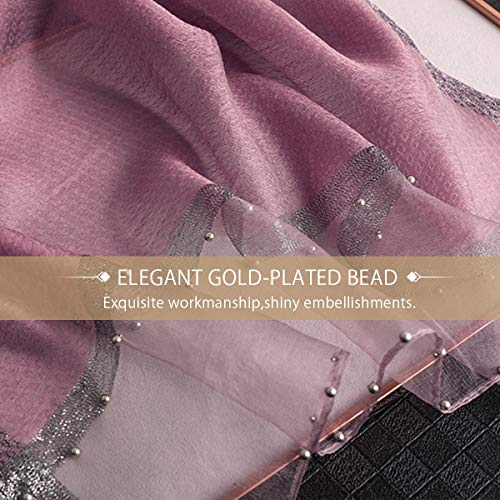 Spring New Silk Scarf Chiffon Scarf Women Solid Color Bead Scarf Silk Stitching Tulle Design Sun Protection Shawl4