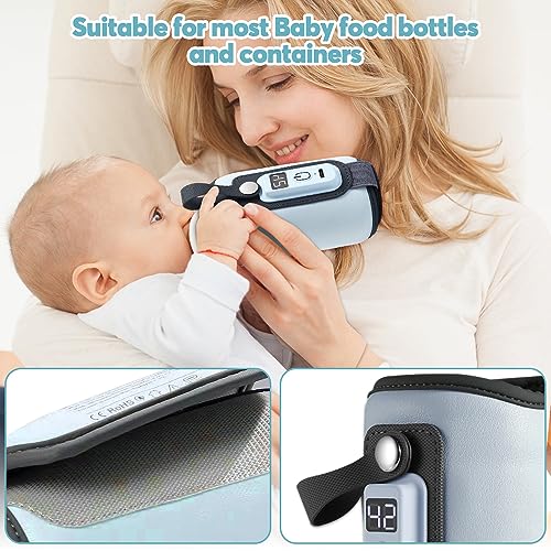 mizikuu Flaschenwärmer Baby, Tragbarer Babykostwärmer USB Schnell-Flaschenwärmer mit Genaue Einstellbare Temperatur Babyflaschenwärmer Erwärmen und Warmhalten von Babynahrung für Babyflaschen Blau