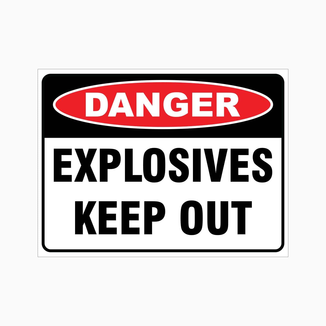 Danger Explosives Keep Out Sign L8767, 12x8 Inch Metal Tin Sign, Industrial Hazard Warning Sign