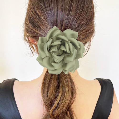 Image of Flower Brooch Pins for Women 5.5in Lapel Pins Large Rose Floral Brooches Dainty Satin Fabric Brooches Rose Flower Hair Clips Wedding Party Dance Clothes Accessories Jewelry