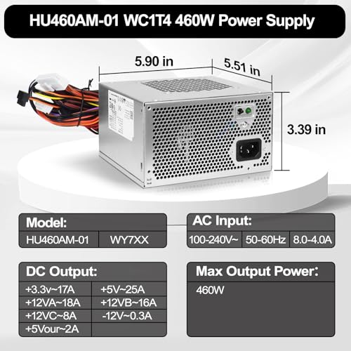 Fuente de alimentación LXun 460W compatible con Dell XPS miniatura 6