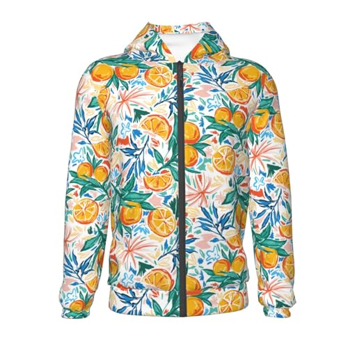 Fruit Orange and Leaves Kids Pullover Hoodies Boys Zip Up Sweatshirts Girls Athletic Clothes with Pocket2