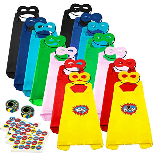 Dlala Superhero Capes and Masks for Kids Bulk - DIY Children Capes for Birthday Party - 14sets