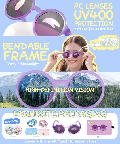 Image of SMILEYWORLD Kids Sunglasses for Boys Girls Age 3-12 UV400 Protection Sunglasses, Flexible Lightweight Shades