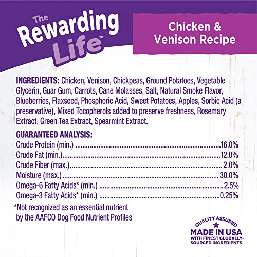 Image of Wellness Rewarding Life Dog Treats, Training Treat, Grain Free, Soft Chicken & Venison (6 Ounce Bag) (Pack of 2)