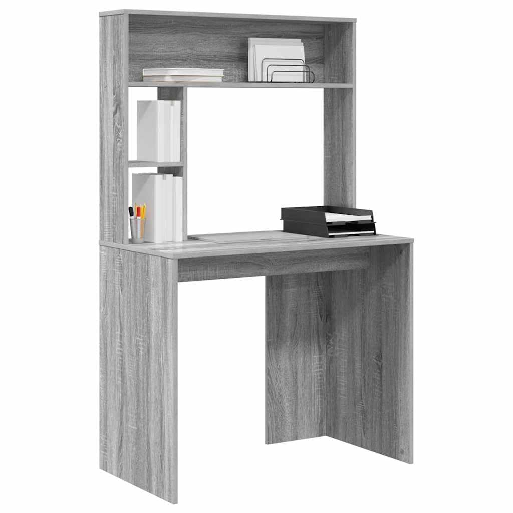 Scrivania grigio Sonoma 91 x 50 x 149 cm, materiale in legno, resistente, con 2 ripiani, ideale per casa, ufficio, studio e giochi, stile moderno, sacco di spazio