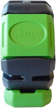 FCMP Outdoor HOTFROG Half Size Rolling Single Chamber Batch Tumbling Composter - Outdoor Rotating Garden Compost Bin (HF-RC2000WB-GRN) Black & Green (19-Gallon)