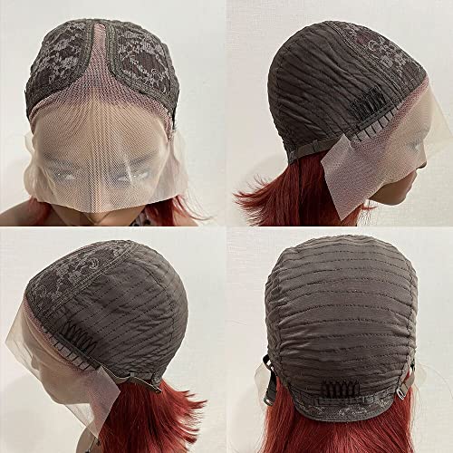 Sizifee Reddish Brown Lace Front Straight Bob Wig 13X5X1 T Part Bob Lace Front Wigs Human Hair Straight Copper Red Short Bob Wig Pre Plucked Blunt Cut Bob Wig (10 Inch Reddish Brown Bob) #TOP5