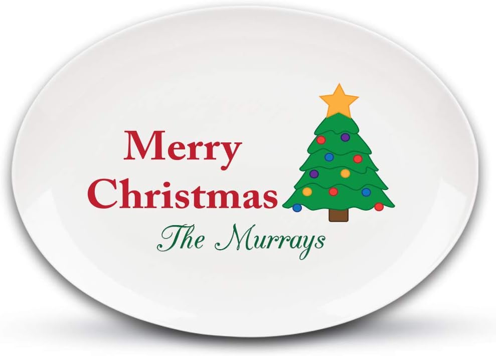 Personalized Family Name Merry Christmas Platter
