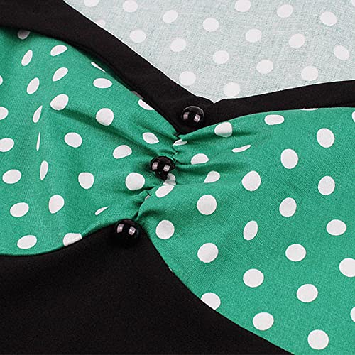 Image of KILLREAL Women's Vintage Polka Dot Print A-Line Pin Up Style Sleeveless Cocktail Party Casual Dress