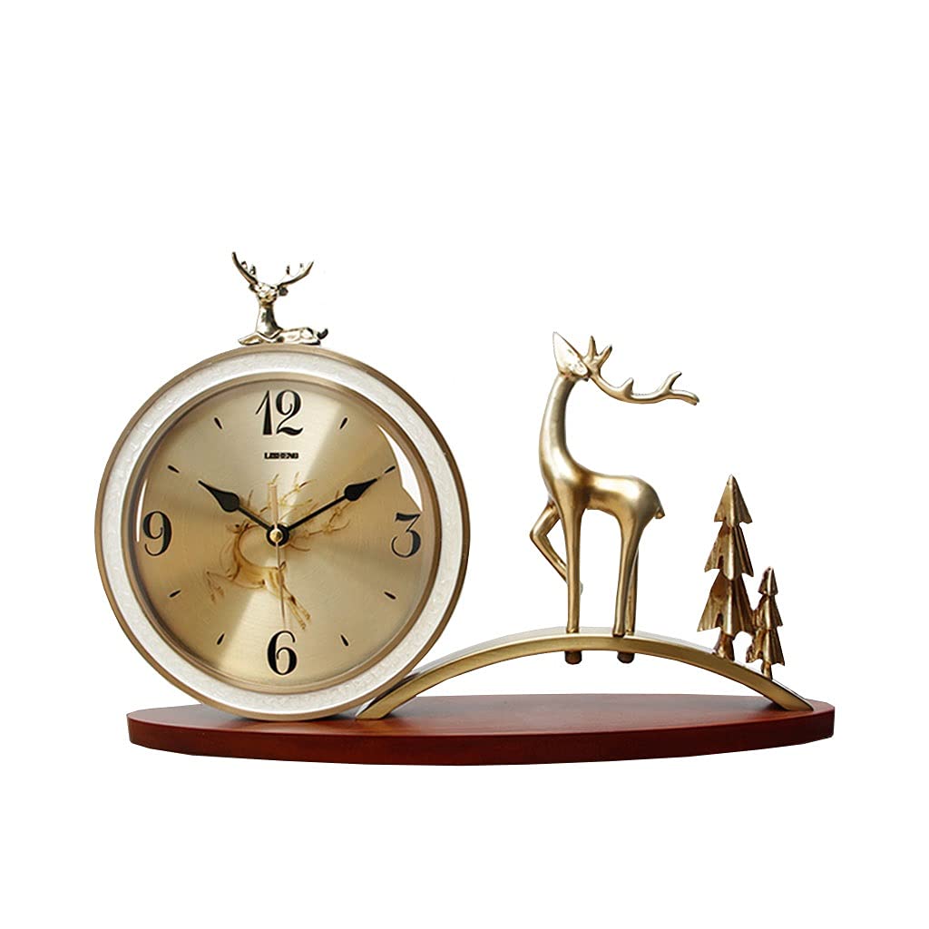 Reloj de mesa silencioso de ciervo de 10.82 pulgadas para decoración de dormitorio y hogar