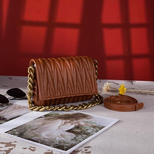 Image of Montana West Quilted Small Shoulder Bag for Women Y2K Trendy Cute Clutch Underarm Purse with 2 Removable Straps