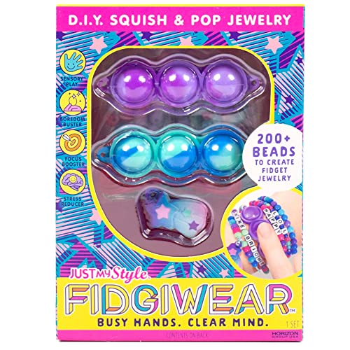 Just My Style Fidgiwear Cosmic D.I.Y. Squish & Pop Jewelry, Create Your Own Fidget Jewelry, Includes Squishy Charms & Fidget Toys, Bracelet Making Kit for Girls, Bead Kit for Kids Ages 6, 7, 8, 9