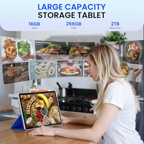 14 Inch Tablet,Android 15 Tablet,1200x1920 FHD Large Screen,16GB RAM+256GB ROM,Octa-Core Gaming Tablets,10000mAh,Large Tablets with Widevine L1,with Stand Case & Stylus,18W PD Charger,4G LTE - Image 6