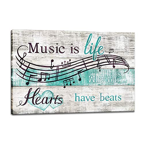 sechars Music Quotes Wall Art Vintage Music Notes Posters Painting Success Motivational Canvas Prints for Classroom Home Office Pub Bedroom Decor Framed Ready to Hang 24x36