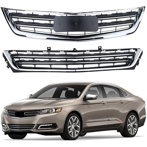 AOKAILI Front Chrome Bumper Grille Compatible with 2014 2015 2016 2017 2018 2019 2020 Impala LT, Premier, LS, LTZ, Eco,Upper+Lower Grille Cover
