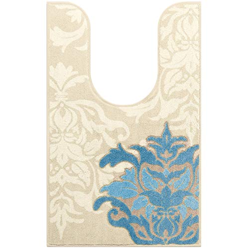 センコー DECORMUSEE サミーラ 耳長 ロング トイレマット 約95×60cm ブルーグレー ダマスク 柄 抗菌 防臭 日本製 31976