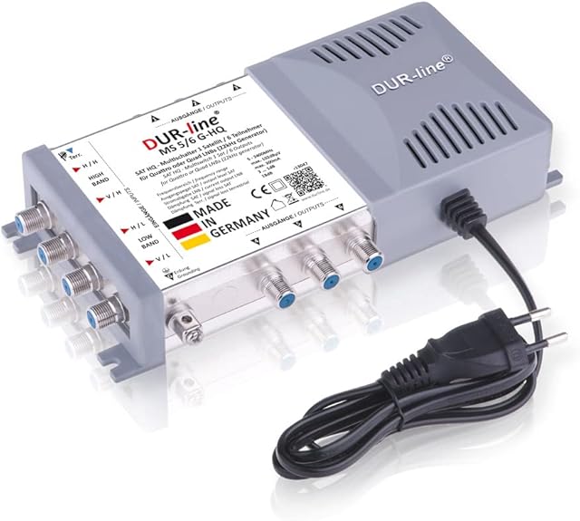 DUR-line MS 5/6 G-HQ Multiswitch - SAT for 6 Subscribers/TV - with Power Saving Power Supply - Made in Germany - Multiswitch [Digital, HDTV, FullHD, 4K, UHD]