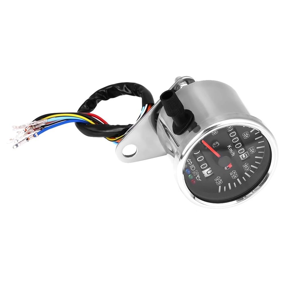 Motorcycle Odometer Gauge Black Silver Retro for Custom Motorcycle Mechanical Tachometer with Indicator Odometer 140km/h