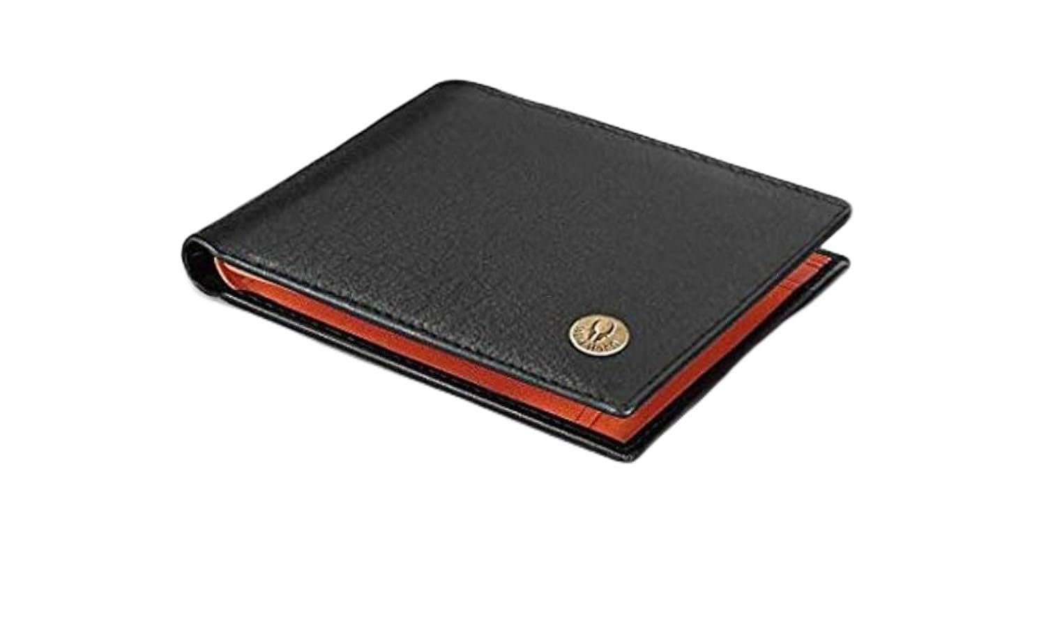 Leather Wallet for Men, Black & Tan, Classic