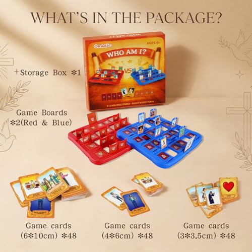 Oeasic Guess Bible Who Am I Board Game for Kids- Jesus Story-Driven Timeline Deduction & Trivia - 48 Iconic Bible Characters & Symbols - VBS, Sunday School Supplies & Christian Catholic Gifts - Image 6