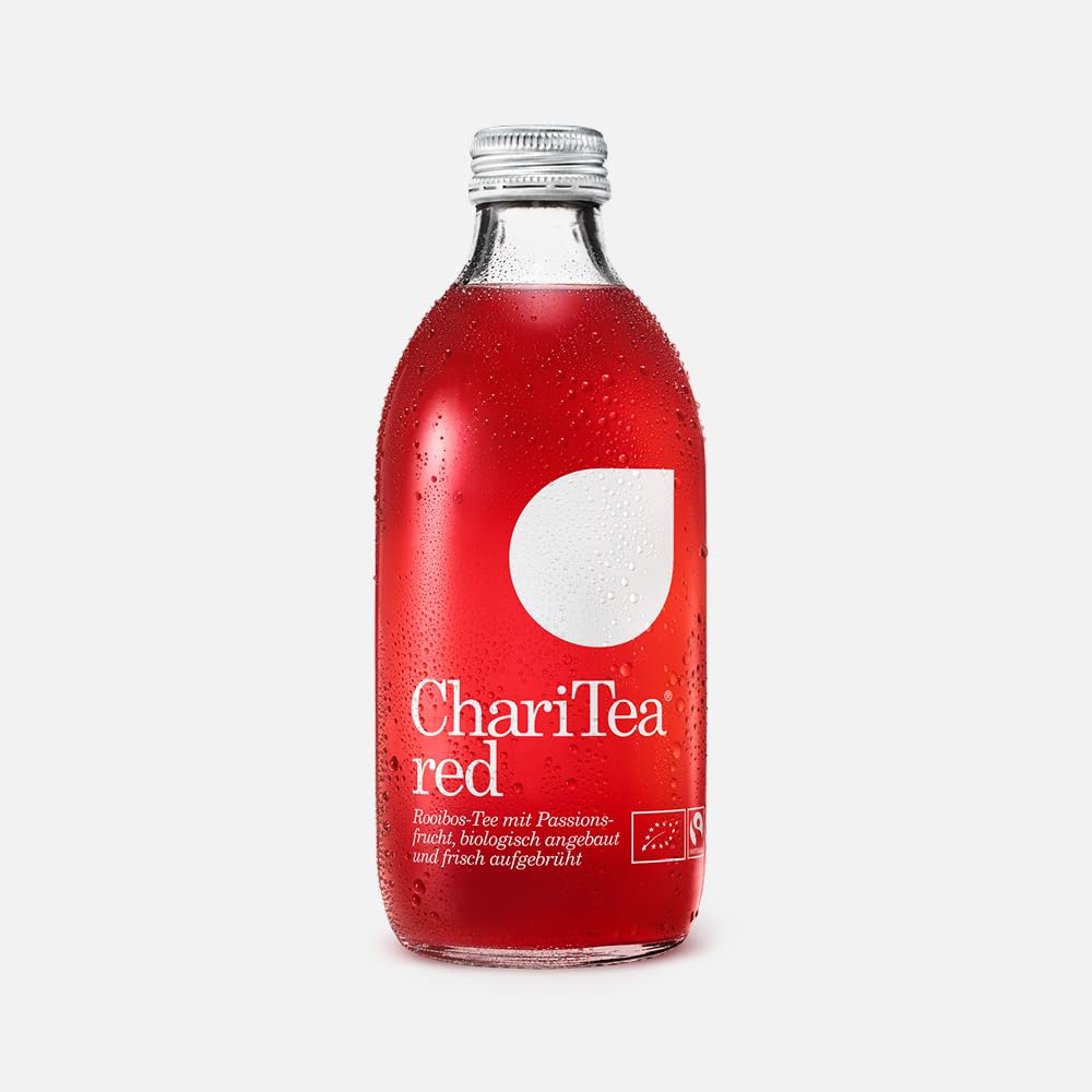 Charitea - Red - Fairer Eistee mit besten Bio Zutaten - Leckeres Erfrischungsgetränk in Glas Flasche - Biologisch angebauter Tee (24 x 330ml)