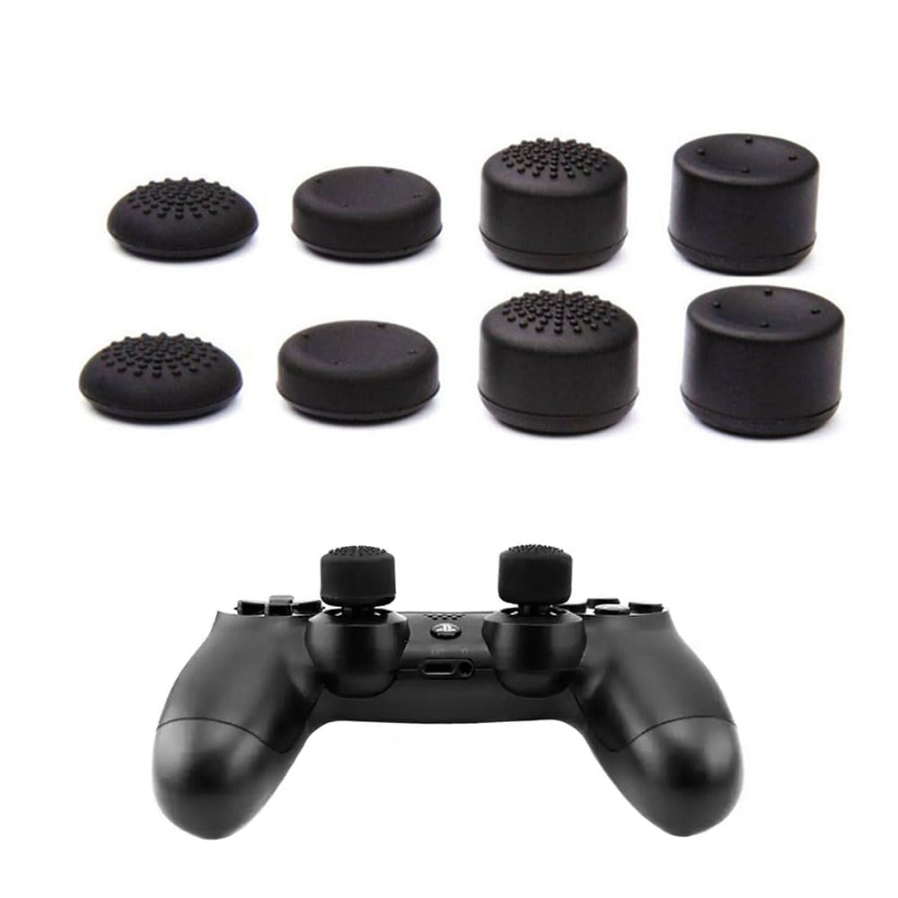 Booge 1 Pack of 8 Pcs Thumb Grip Thumbstick for PS5, PS2, PS3, PS4 Xbox 360, Wii U Controller Non-Slip Silicone Controller Grips Caps, Black