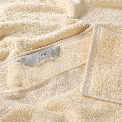 Superior Egyptian Cotton 6-Piece Towel Set, Bathroom Essentials, Towels For Bathroom, Apartment, Airbnb, Guest Bath, Face, Hand, Bath Towels, Washcloths, Absorbent, Fast Drying, Canary image 6