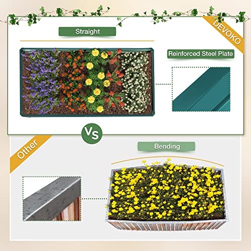 Devoko Galvanized Raised Garden Beds Large Metal Planter Raised Beds With Middle Support Bar For Flower, Vegetables, Herb, 8×4×1 Ft #TOP4