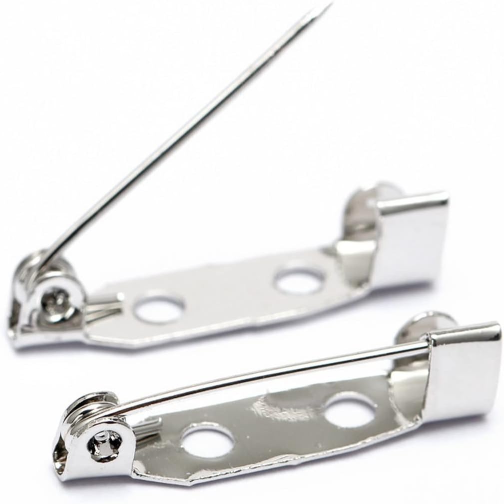 YJIUYUANQ Locking Pins Backs Clasp Brooch Safety Bar Pins for Badge Sewing Fabric Name Tags Making Corsage DIY Craft, 40mm,3 Color,300-PACK, As Show