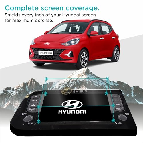 Image of Spartan Shield Glass Screen Guard Protector Compatible With Hyundai Grand i10 Nios 2023 Facelift || Sportz | Asta || 9H Hardness | Ultra Clear | 8 inch Car Display Infotainment System Accessories [Not Tempered Glass]