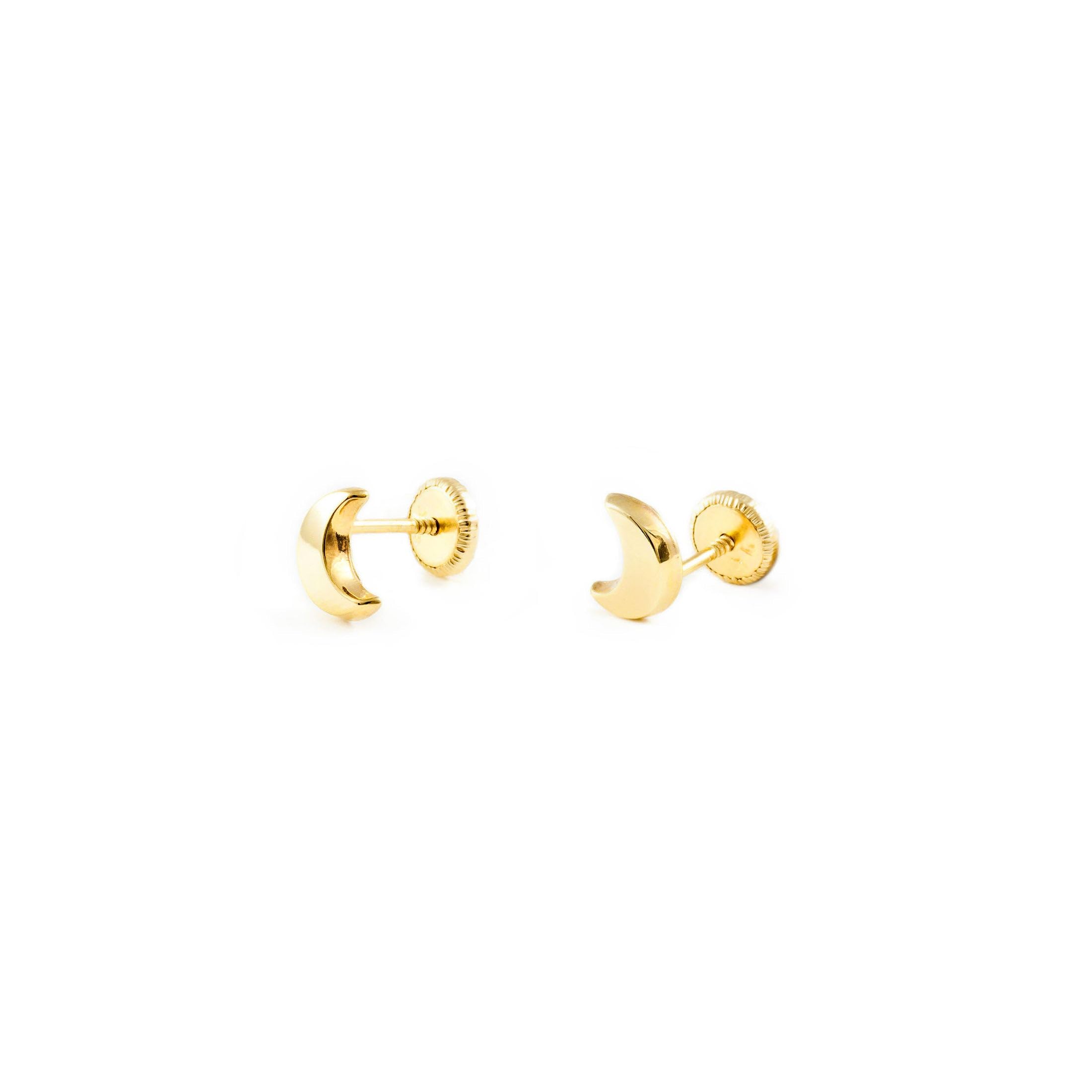 Boucles d'Oreilles Enfant demi-lune lisse Or Jaune 9 Carats - Coffret cadeau - Certificat de garantie - Mondepetit