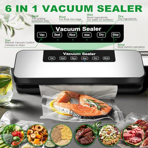 Yeecka Vakuumiergerät, Vakuumierer für Lebensmittel, Multifunktionales vacuum sealer, Kompaktes Folienschweißgerät mit Vakuumierbeutel
