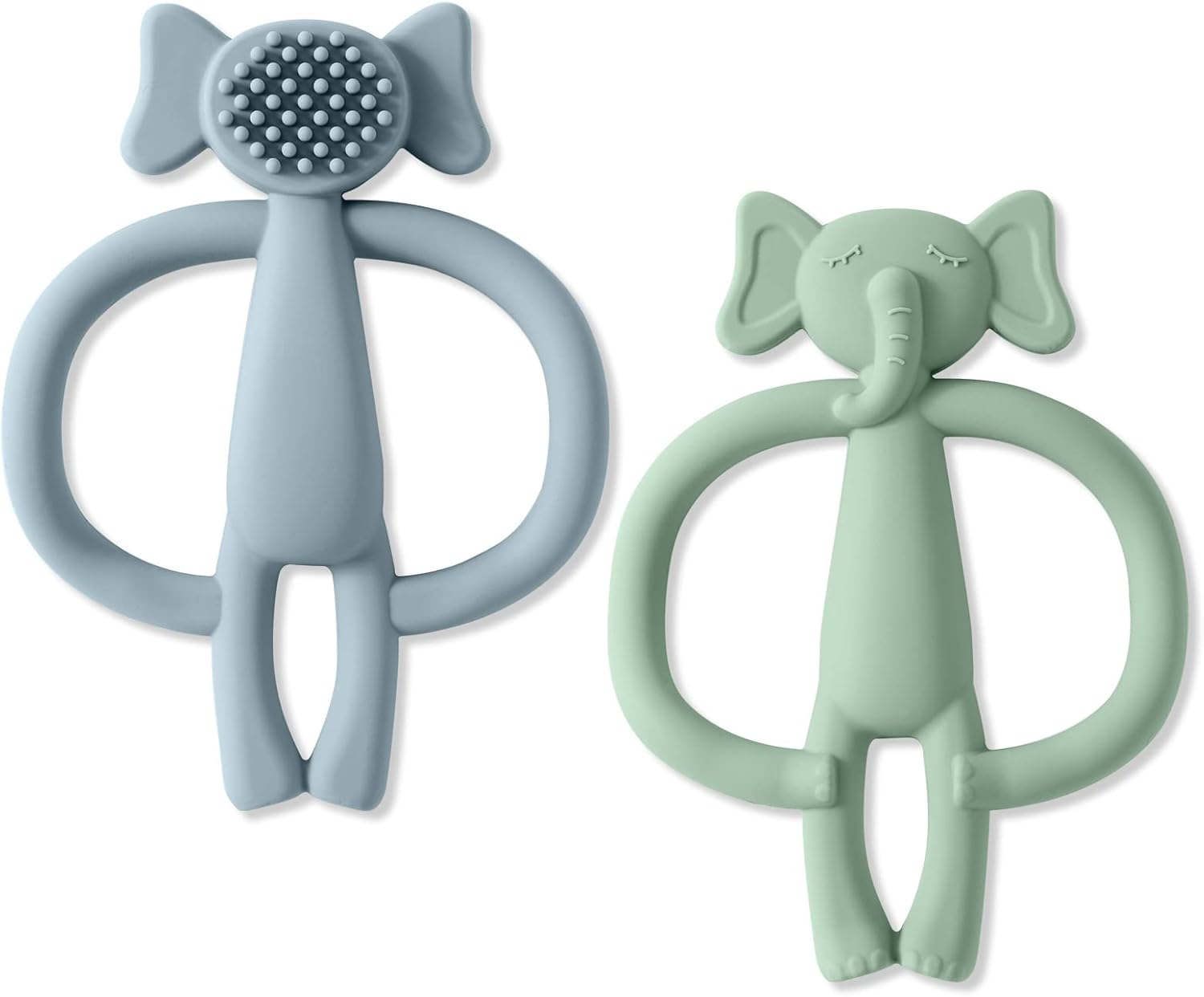 Vicloon Mordedor de Silicona,2pcs Mordedor de Mascar para Bebé de Elefante,sin BPA,Juguete para Masticar la Dentición para Bebés,Mordedor de Entrenamiento de Mordida