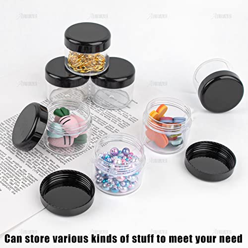 AUEAR, 20 Pack Round Pot Jars Plastic Cosmetic Containers with Lid for Liquid Creams Sample, Lotion, Ointments, Samples, Small Tiny Travel Storage Slime 20 ml/ 0.7 oz4