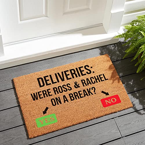 Funny Coir Doormat Were Ross And Rachel On A Break Welcome Front Porch Decor Doormat For The Entrance Way Heavy-Duty Pvc Back Outdoor Coir Doormat Novelty House Warming Gift Mat 23.6 X 15.7 Inch #TOP1