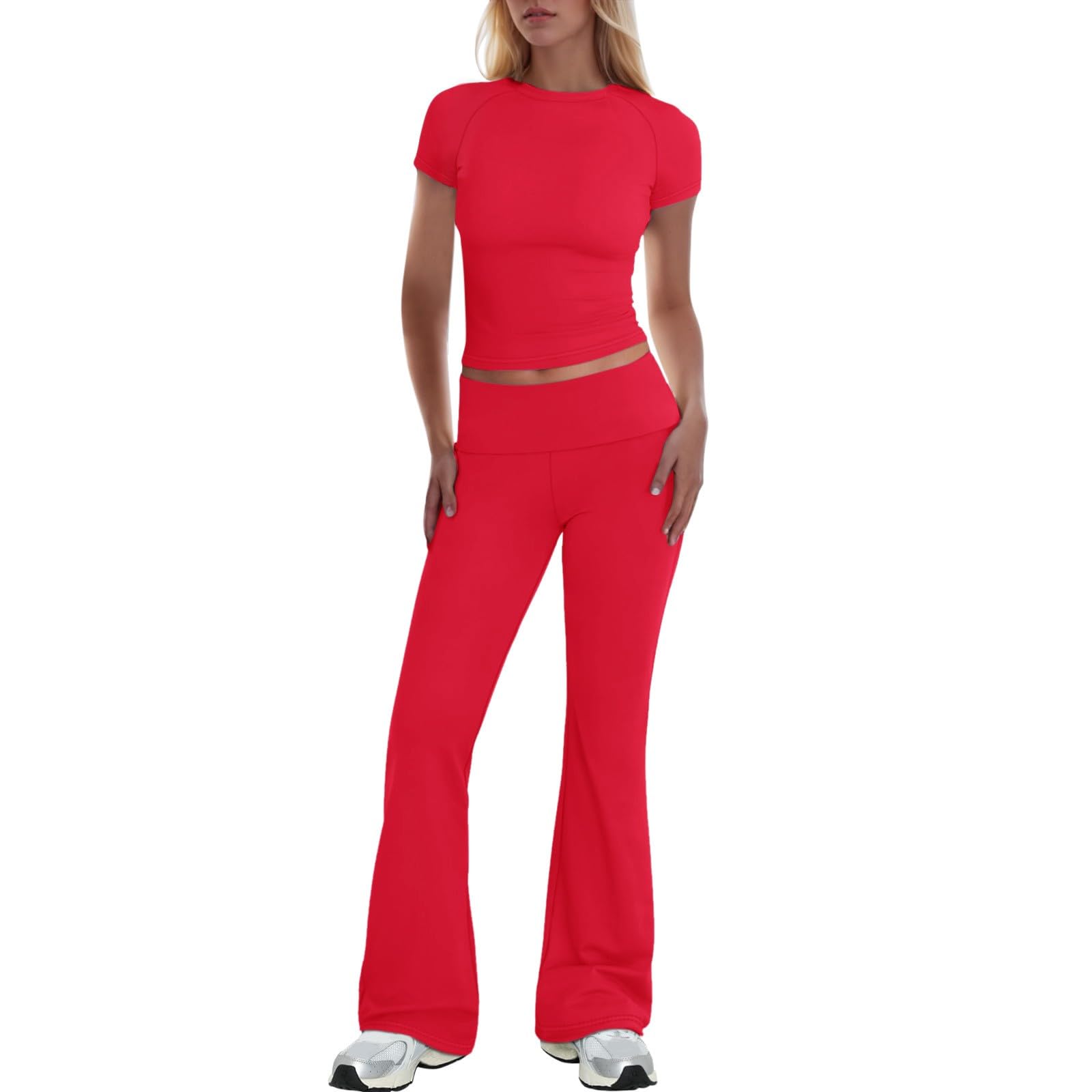 Conjunto de deporte para mujer, holgado, tallas grandes, chándal de verano, elegante, largo, de dos piezas, talla corta, deportivo, con pantalones, traje deportivo, traje de ocio, 2 piezas, ropa