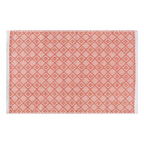 The Beer Valley Diamond Woven Rug 2'X3' - Dusty Pink, Anti-Slip Farmhouse Accent Cotton Rugs For Entryway Kitchen Bedroom Bathroom - 24X36 Inches #TOP2