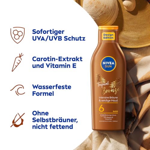 NIVEA SUN Tropical Bronze Sonnenlotion LSF 6 (200 ml), Sonnenschutz für langanhaltende Bräune ohne Selbstbräuner… – Ansicht 3