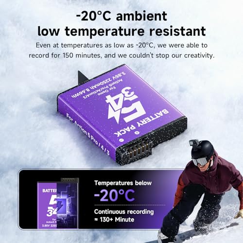 Image of 2 Pack 2250mAh Extreme Battery for DJI OSMO Action 6 /Action 5 Pro /Action 4 / Action 3 / OSMO 360 Action Battery Accessory