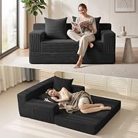 Erament Loveseat Boneless Convertible Sofa Bed, Folding Floor Futon Sleeper Sofa Couch Bed- Boneless Foldable Couch, Corduroy Pull Out Sofa Bed with 2 Pillows for Living Room & Bedroom — image 9