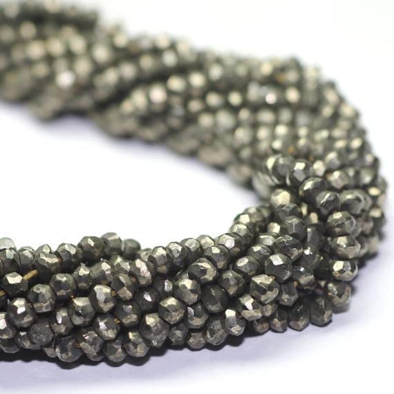Pyrite micro facettée 3mm perles naturelles haut de gamme pour création bijoux bronze éclatant
