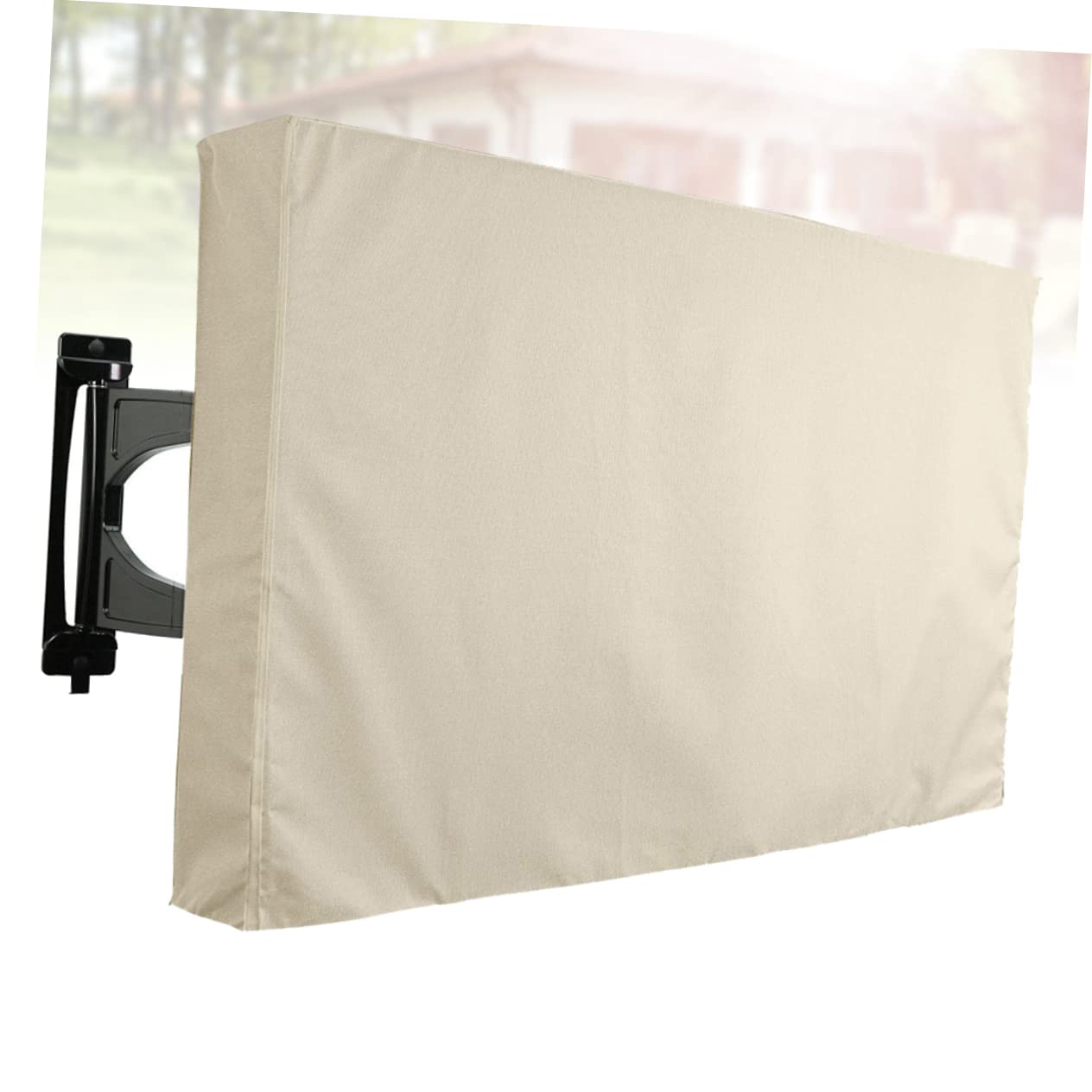 Uonlytech Copertura per Televisore da Esterno Oxford Pvc Khaki Protezione 360 Gradi Resistente alle Intemperie per Schermi Tv All'aperto