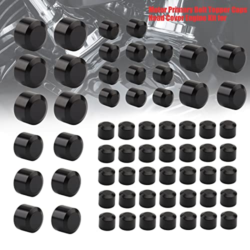 Motorcycle Bolt Covers Head Bolt Toppers Caps Kit for Harley Touring Road King Street Glide Road Glide 2017-2023 Softail 2018-2023 (Pack of 62)