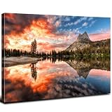 Colorful Sunset Landscape Wall Art Nature Mountain Lake Wall Decor California Yosemite National Park Forest Pictures for Bedroom Skyline Painting Canvas Posters Large Artwork Office Decorations 32x48'
