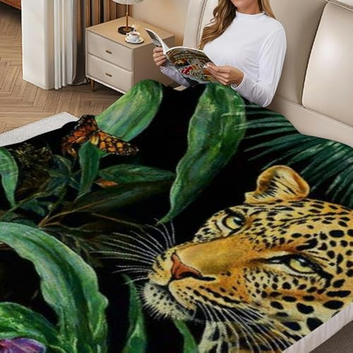 Couverture flanelle chaude camping compacte motif jungle - 3