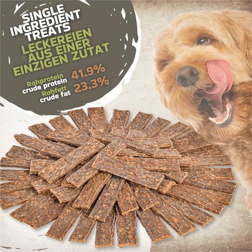 Hirschstreifen für Hunde | 1 kg ca. 52 Stück | Getrockneter Kausnack aus 100% Hirschfleisch | Naturbelassen & fettarm | Hundeleckerli ohne Zusatzstoffe (Kaninchen Trainingsstreifen 1kg)