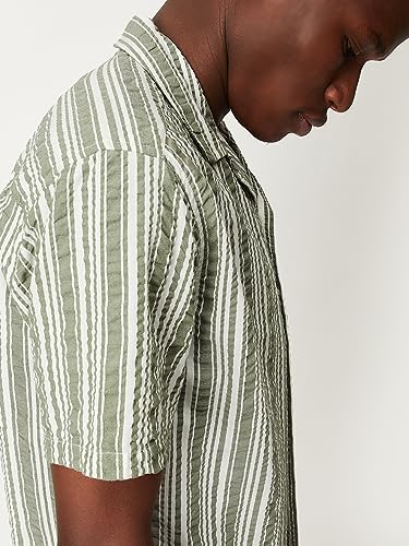 Image of Max Mens Cotton Striped Regular Fit Resort Shirt