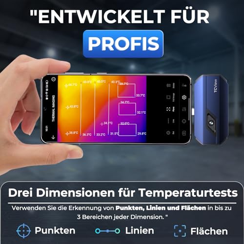 TOPDON Wärmebildkamera -TC001, 512x384 TISR Auflösung, ＜40mK Wärmeempfindlichkeit, 25Hz, Testbereich -20 ℃ bis 550 ℃, 0,1 ℃ Testpräzision, entwickelt für Android phones/Tablets und Windows Laptops
