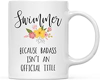 Vista 71 de Andaz Press Taza de café de 11 onzas, regalo de broma, madrina porque Badass no es un título oficial, gráfico floral, paquete de 1